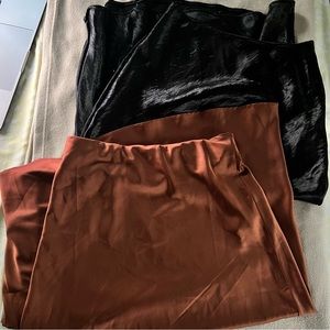 2 Satin Effect Column Maxi Skirts